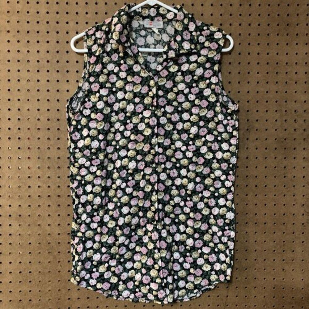 Basic Views Western Floral Shirt‎ Cottagecore Tank Collared Medium Retro Cowgirl